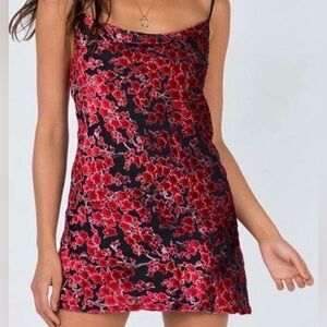 Princess Polly Cherry Blossom Dress black and red. Size 8. Great condition!